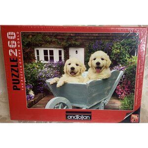 OVER 250 PIECE JIGSAW PUZZLE. Anatolian Puppies In Wheelbarrow